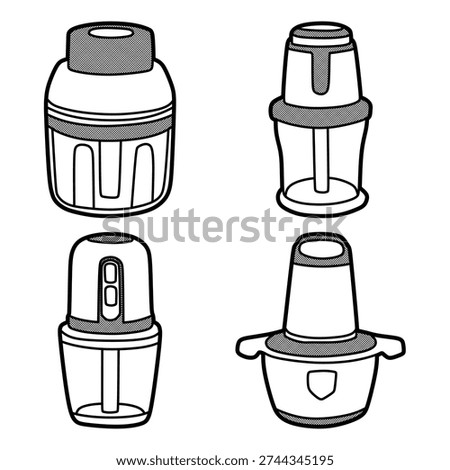 four cooking chopper vectors, customizable lines