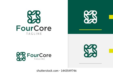 Four Core logo design concept, pattern logo, abstract logo design, core design concept