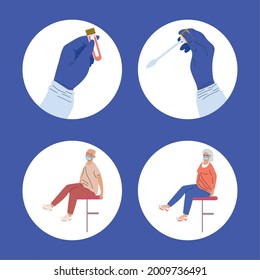 four covid19 testing set icons