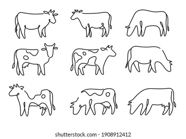Four Cow linear style icon