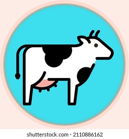 Icono de estilo lineal de cuatro vacas.Carne, vaca. Logo vintage, huella retro, afiche para la tienda de carne de carnicería, silueta de vaca. Plantilla de logotipo para el negocio de la carne, tienda de carne. Ilustración vectorial