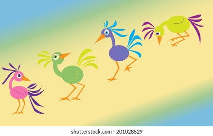  Four crazy birds