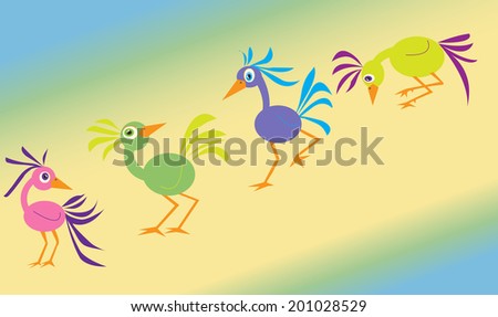  Four crazy birds