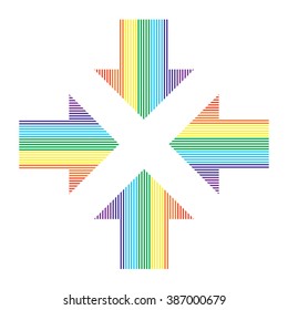 Four creative hands rainbow stripes