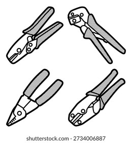 four crimping pliers vectors, customizable lines