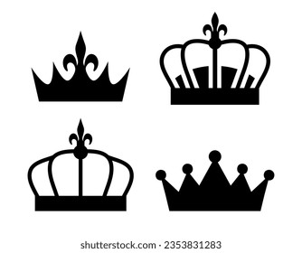 cuatro coronas, negro y blanco, ilustración vectorial 