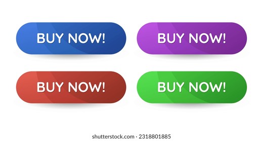 Four CTA buttons set: blue, red, violet and green.