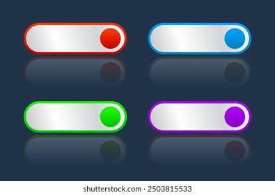 Four CTA buttons templates with reflection.