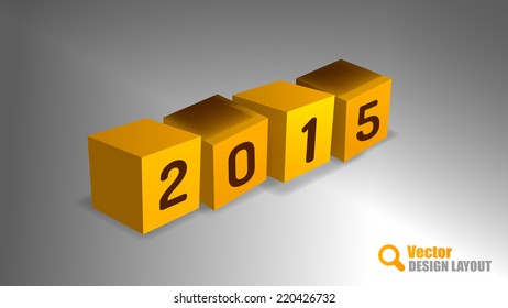 Four cubes as 2015 playfull symbols. Vector design elements.
