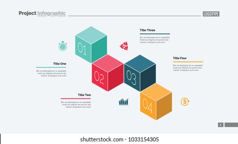 Four Cubes Process Chart Slide Template