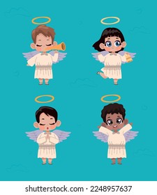 four cupid angels group characters