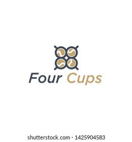 four cups of coffee logo design inspiration. 