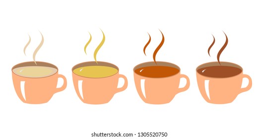 Four cups of coffee with varying amounts of cream