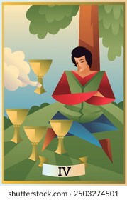 vier von Tassen Minor Arcana Tarotkarten