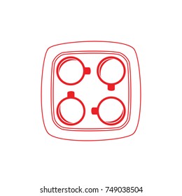 four cups in tray see from above symbol vector