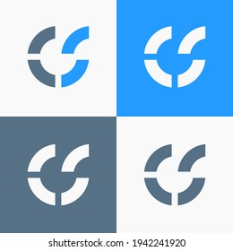 Four curves arranged in a circle with one part open to form the initials CS. Simple and sophisticated corporate logo. Suitable for consulting, financial, and technology companies.