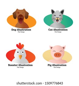 Four Cute Animal Vector Art Set