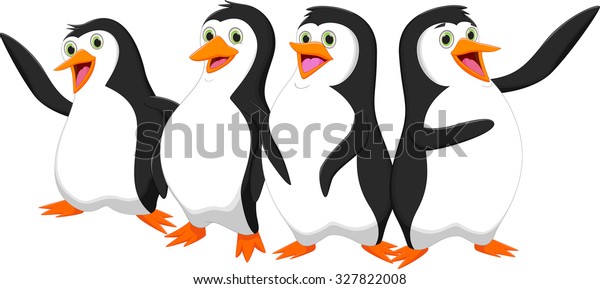 Four Cute Cartoon Penguin Stock Vector (Royalty Free) 327822008 ...