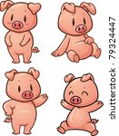 Four cute cartoon pigs. Vector illustration with simple gradients. All in separate layers for easy editing.