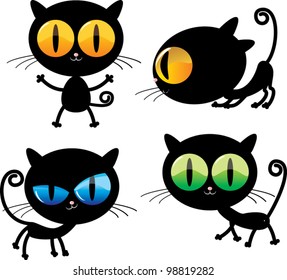 four cute cats characters with attractive eyes