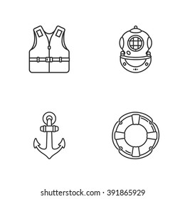 four cute diving icons