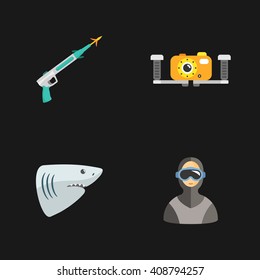 four cute diving icons