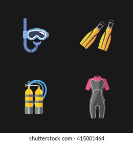 four cute diving icons