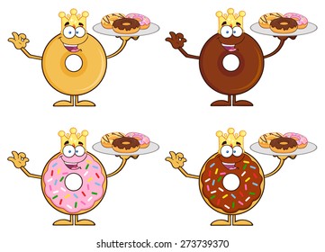 Four Cute Donuts Cartoon Character 10 Stock Vector (Royalty Free ...