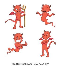 
four cute and expressive devil characters