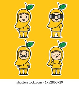 Four cute mango character designs