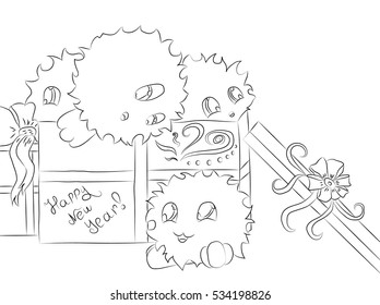 four cute monsters gift box christmas coloring book