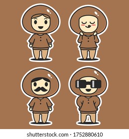 four cute mushroom character vector