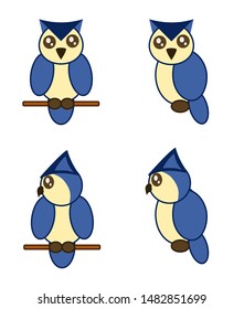 
Four cute owls on a white background