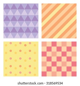 four cute and simple seamless patterns, vector