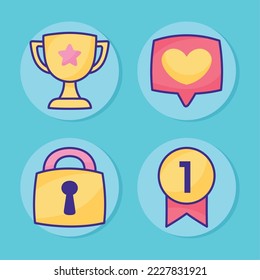 four cute style set icons