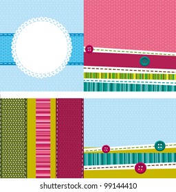 four cute template greeting card, background. vector illustration