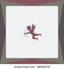 Four cute Valentine's angel silhouette Vector Icon.