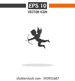 Four cute Valentine's angel silhouette Vector Icon.