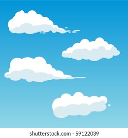 four cute vector clouds