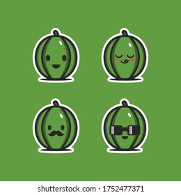  Four cute watermelon characters vector