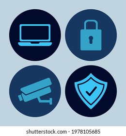 four cyber security set icons