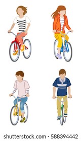 Four Cyclist set - clip art