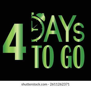Four day to go icon in flat style. Promo label with alarm clock vector illustration 
