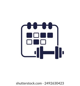 icono de Plan de entrenamiento de cuatro días, programa de entrenamiento dividido de 4 días