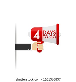 Four days to go. Flat icon. Vector hand drawn illustration on white background.