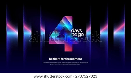 Four Days to Go - Neon Glow Countdown Background for Event Teaser and Launch Promo