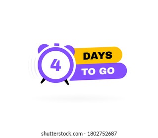 Four days left to go, geometric badges for sale, poster, promotion or banner. Modern vector illustration.