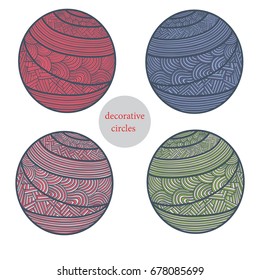 four decorative circles(oval) in different color decisions,with patterns in two styles