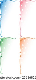 Four decorative corner elements with ribbon and bow, with seasonal motifs.