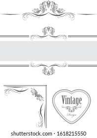 Four decorative elements for vintage design. Vector